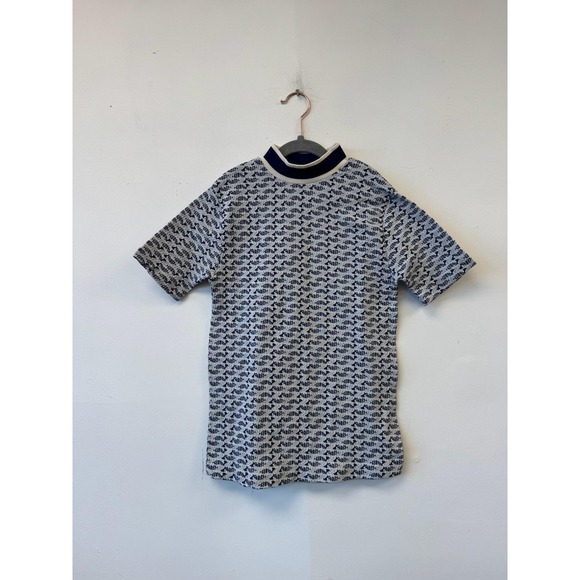 Kmart Other - Vintage Sweater Mens Medium Blue Geometric Mock Neck Short Sleeve Taiwan‎ 70s